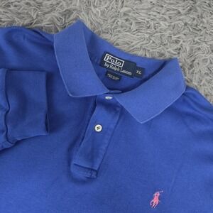 Polo Ralph Lauren‎ Mens XL Blue Long Sleeve Cotton Rugby Preppy Polo